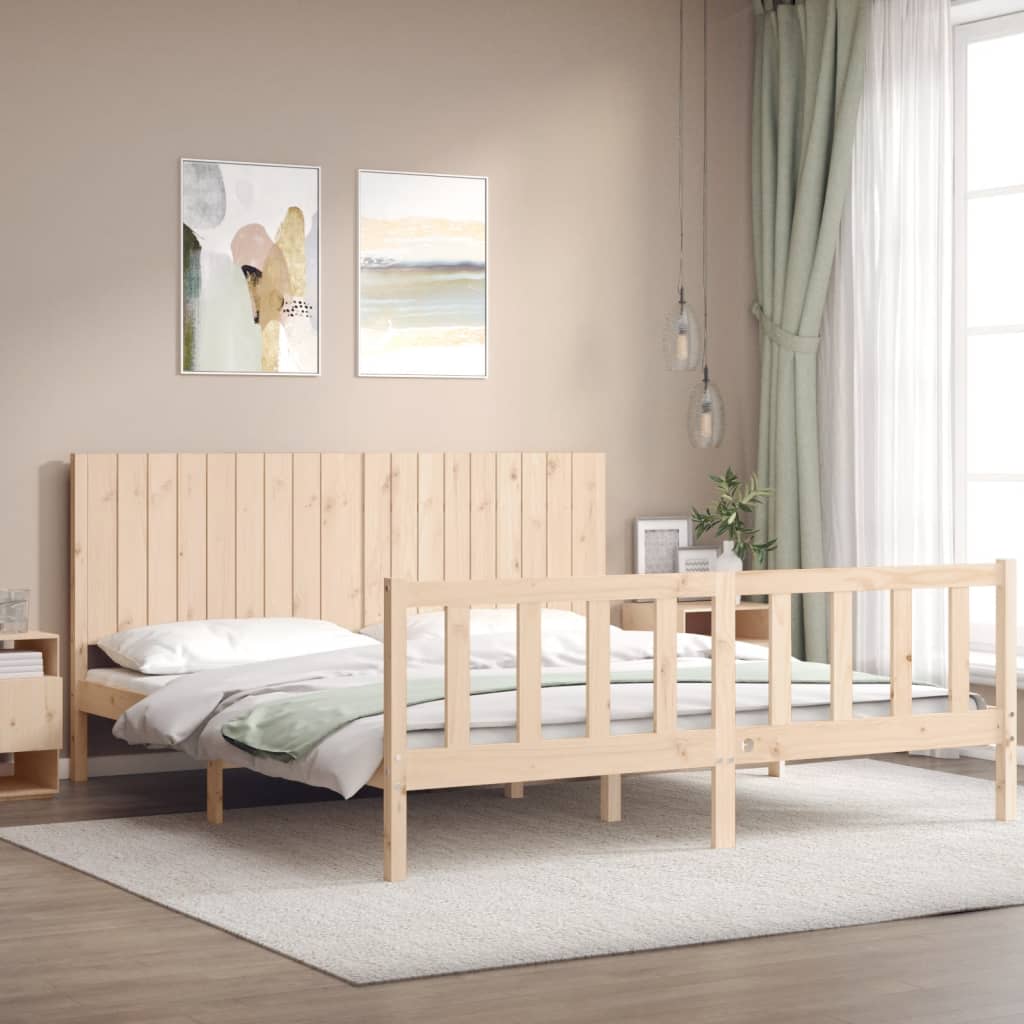 vidaXL Bed Frame without Mattress Super King Size Solid Wood Pine