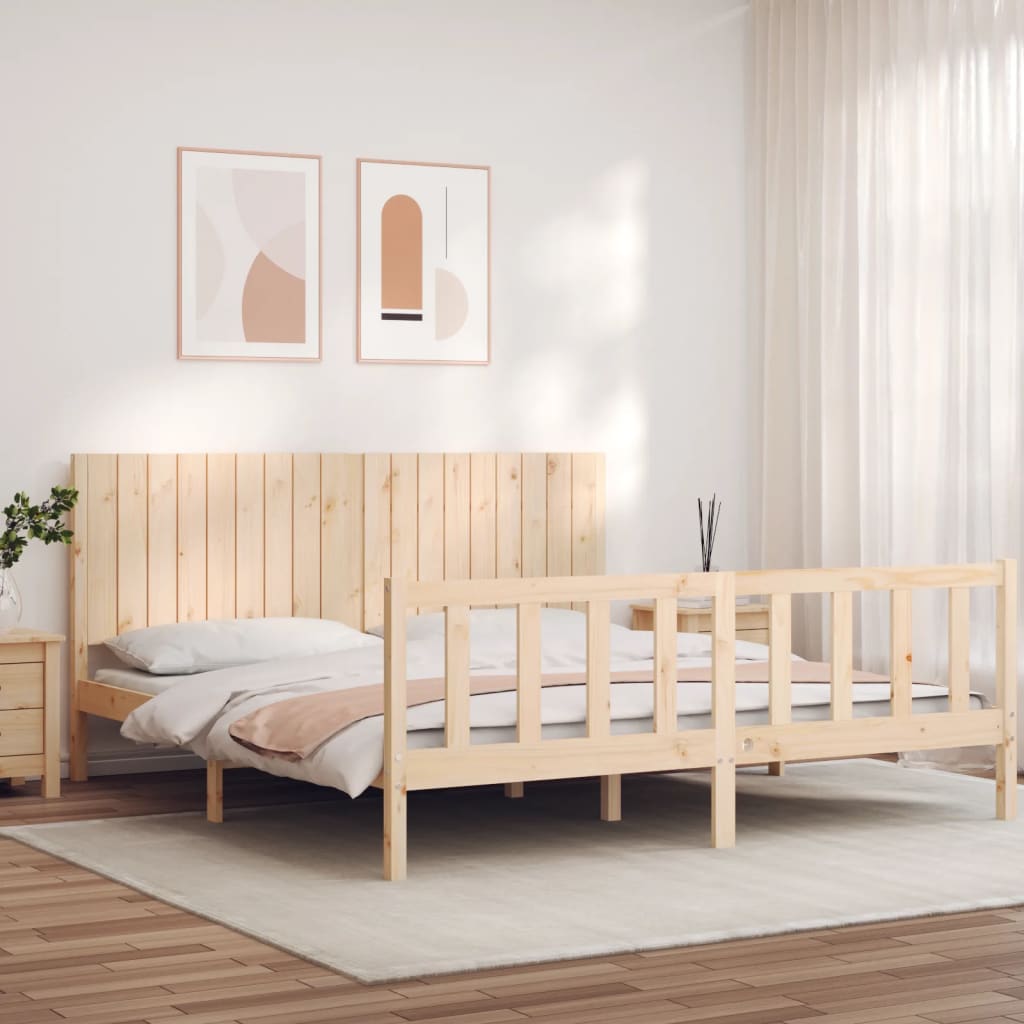 vidaXL Bed Frame without Mattress Super King Size Solid Wood Pine