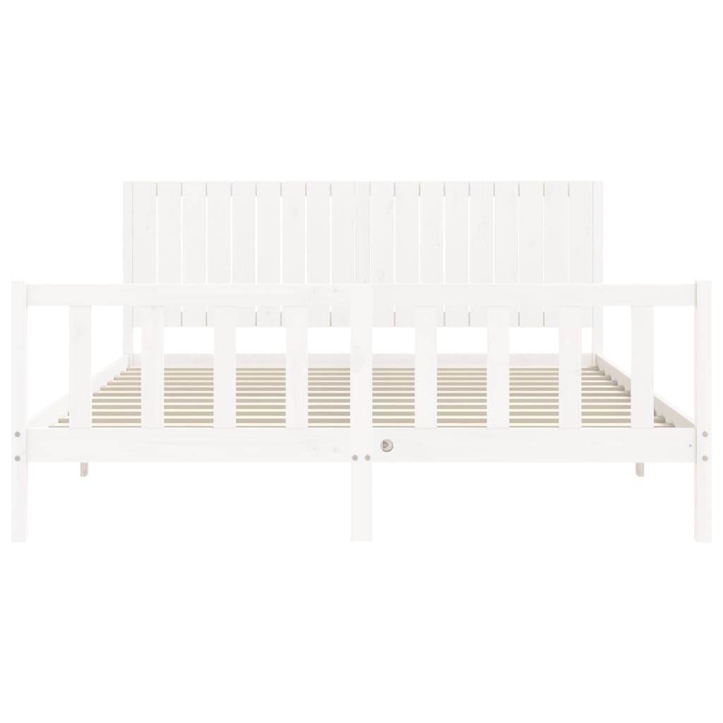 vidaXL Bed Frame without Mattress White Super King Size Solid Wood Pine