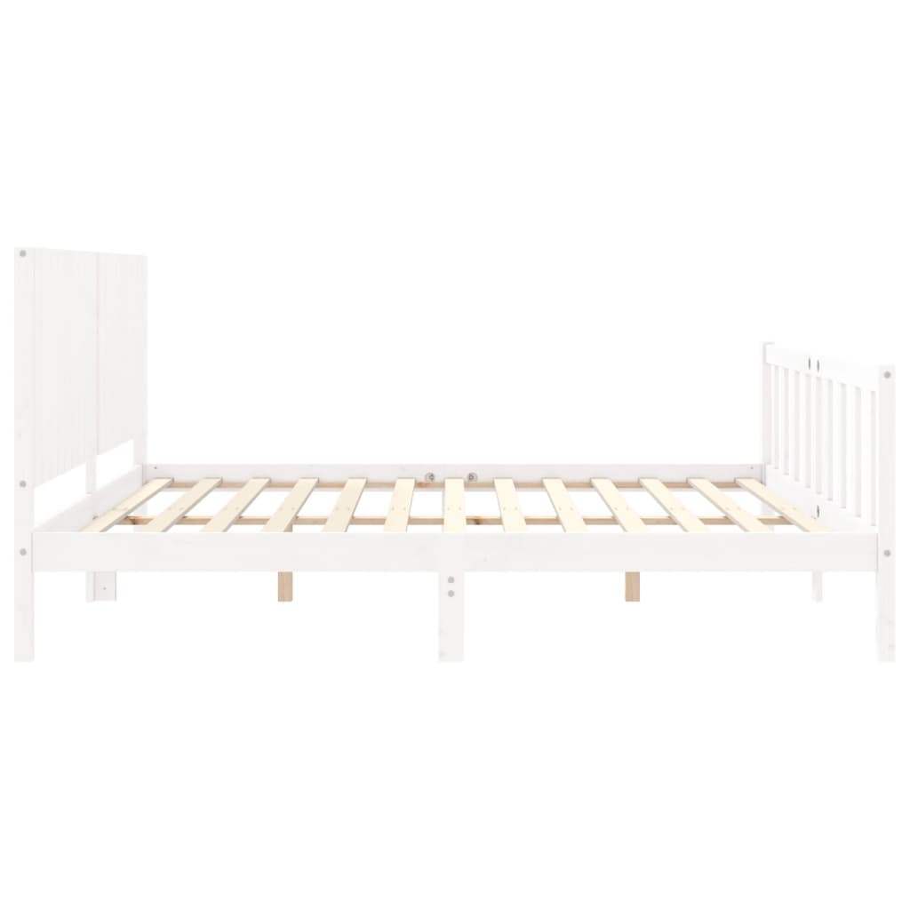 vidaXL Bed Frame without Mattress White Super King Size Solid Wood Pine