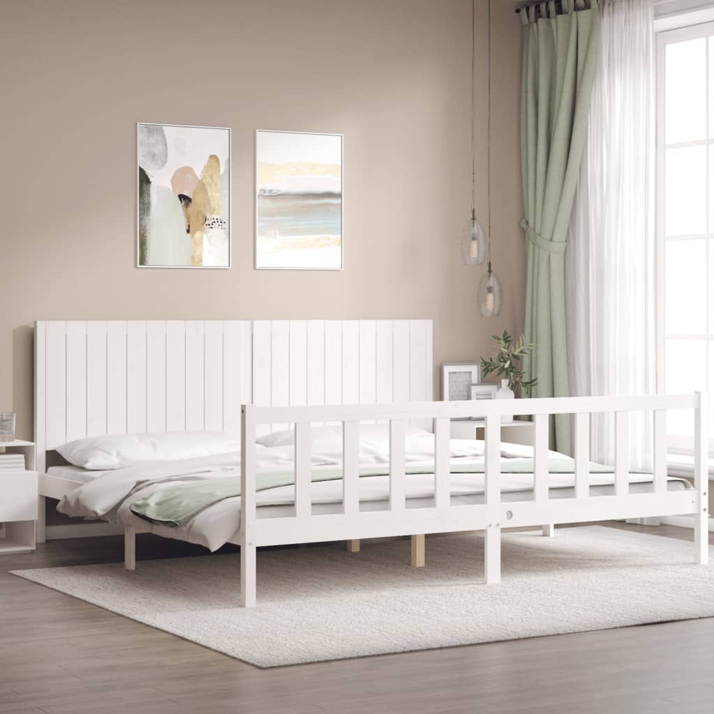 vidaXL Bed Frame without Mattress White 200x200 cm Solid Wood Pine