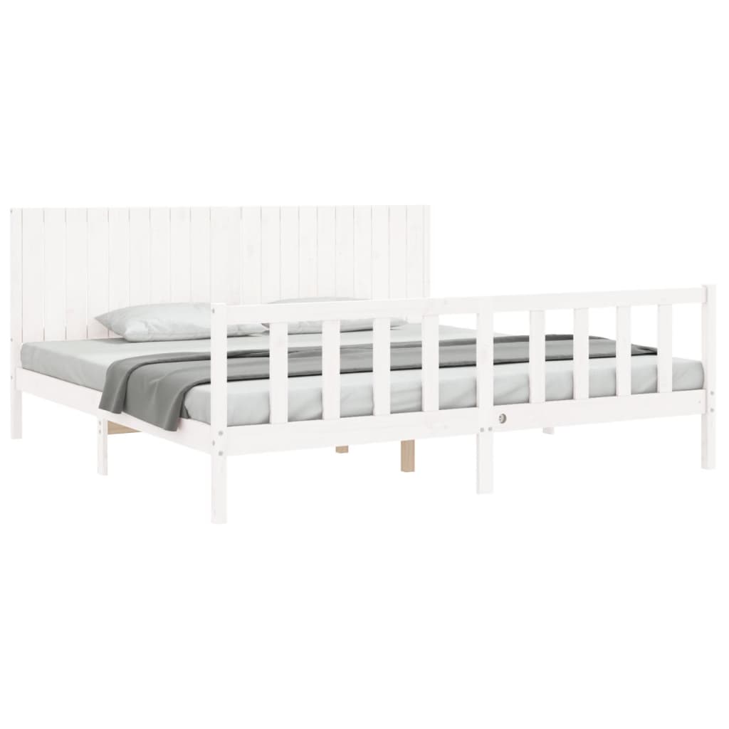 vidaXL Bed Frame without Mattress White 200x200 cm Solid Wood Pine