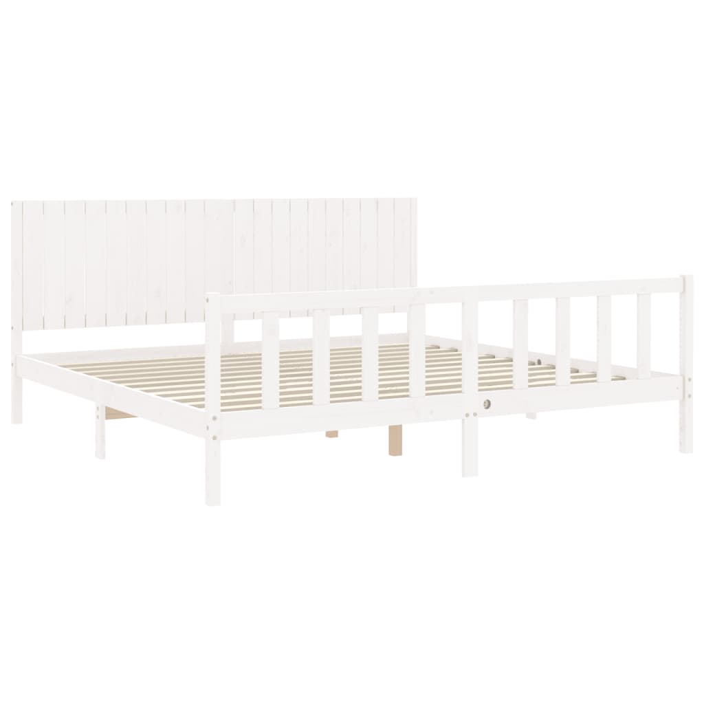 vidaXL Bed Frame without Mattress White 200x200 cm Solid Wood Pine