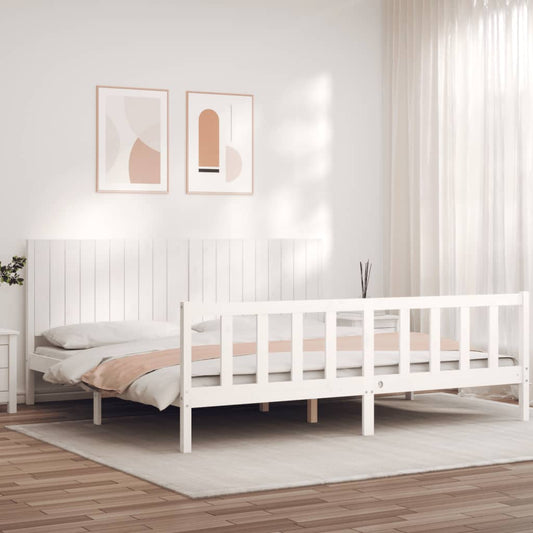 vidaXL Bed Frame without Mattress White 200x200 cm Solid Wood Pine