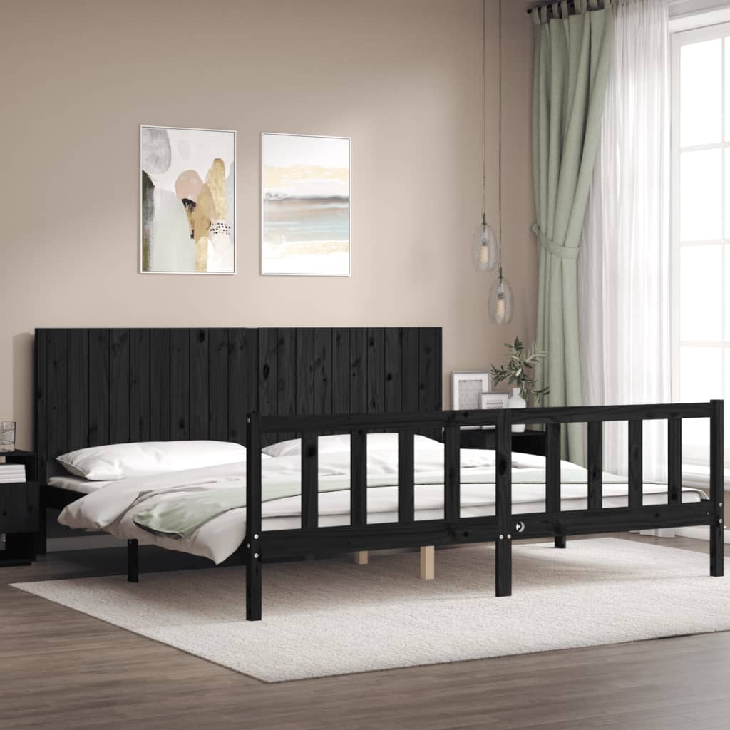 vidaXL Bed Frame without Mattress Black 200x200 cm Solid Wood Pine