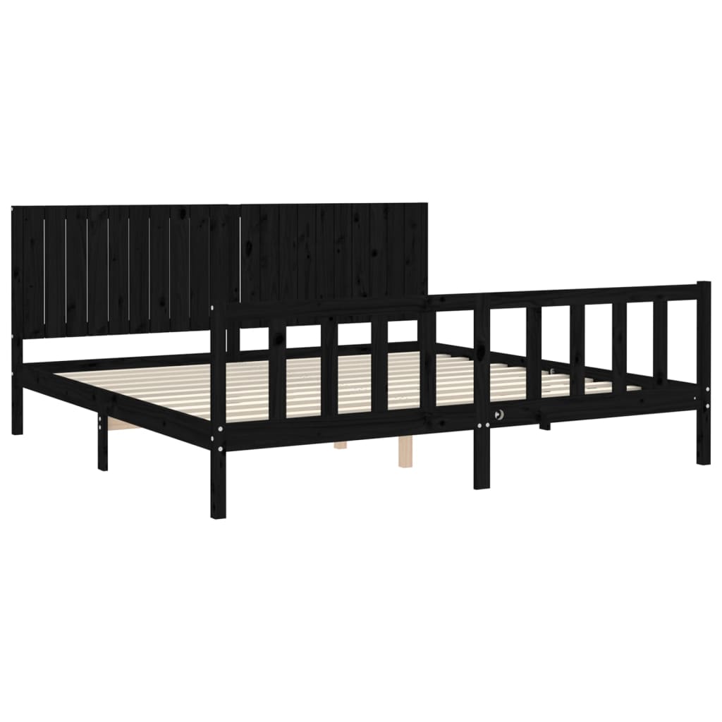 vidaXL Bed Frame without Mattress Black 200x200 cm Solid Wood Pine