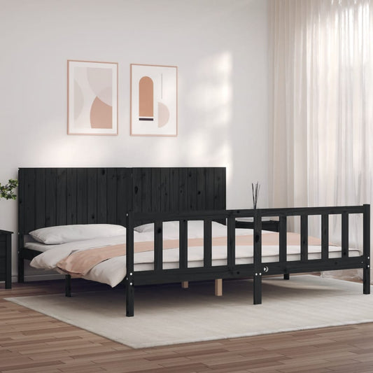 vidaXL Bed Frame without Mattress Black 200x200 cm Solid Wood Pine