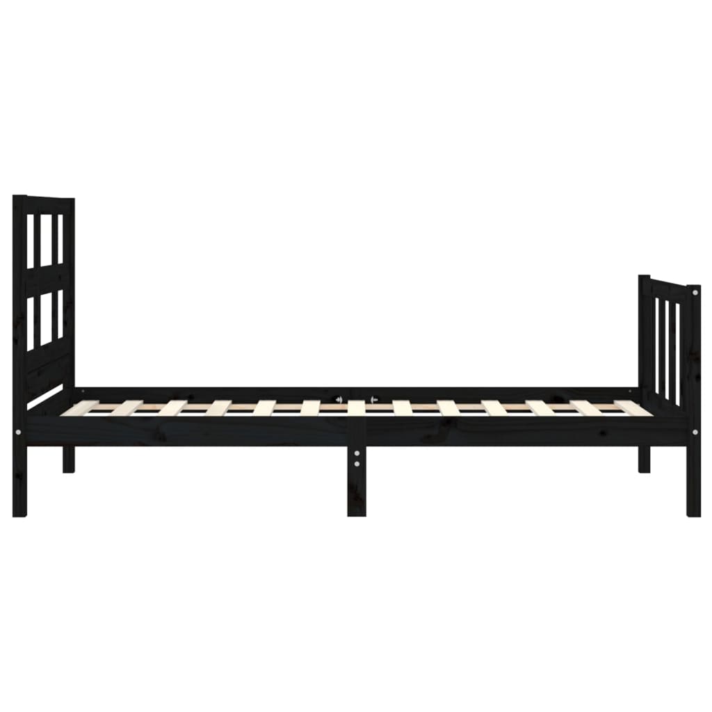 vidaXL Bed Frame without Mattress Black Small Single Solid Wood Pine