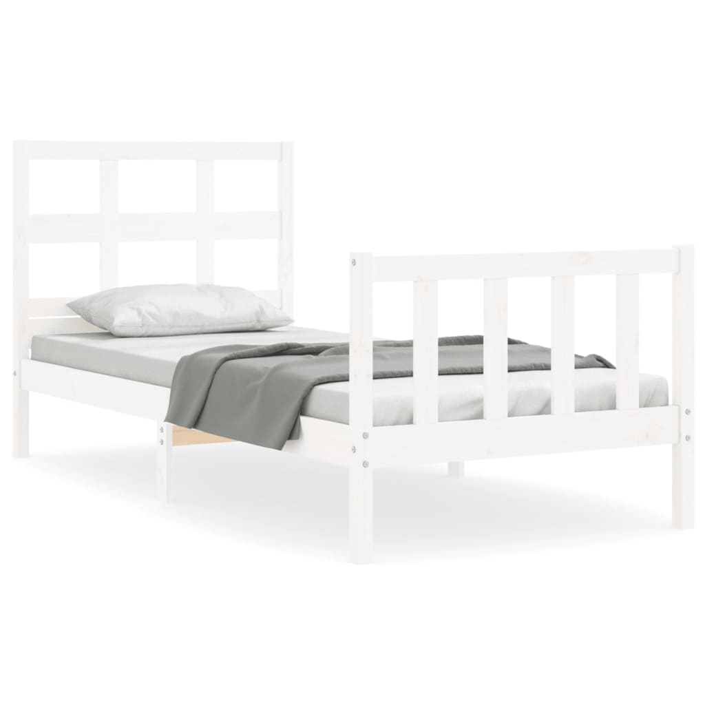 vidaXL Bed Frame without Mattress White Single Solid Wood Pine