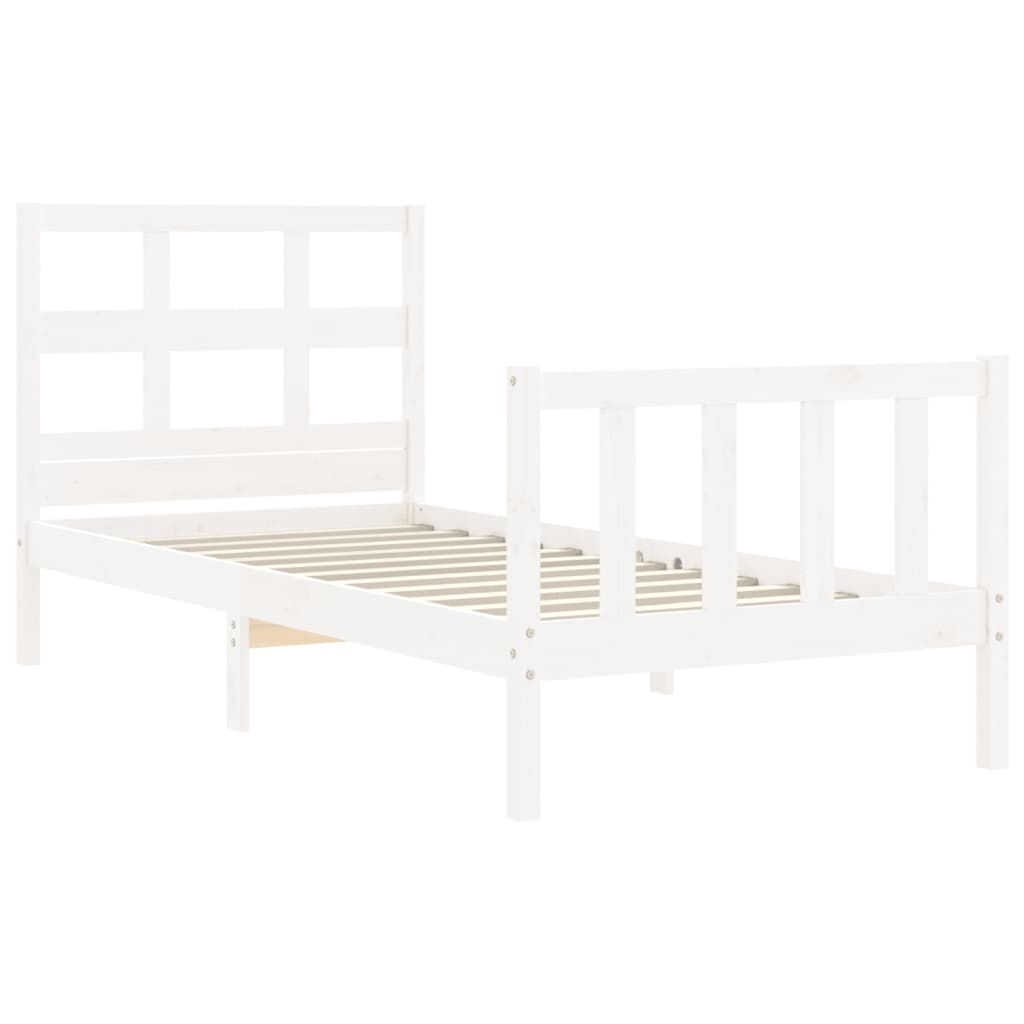 vidaXL Bed Frame without Mattress White Single Solid Wood Pine