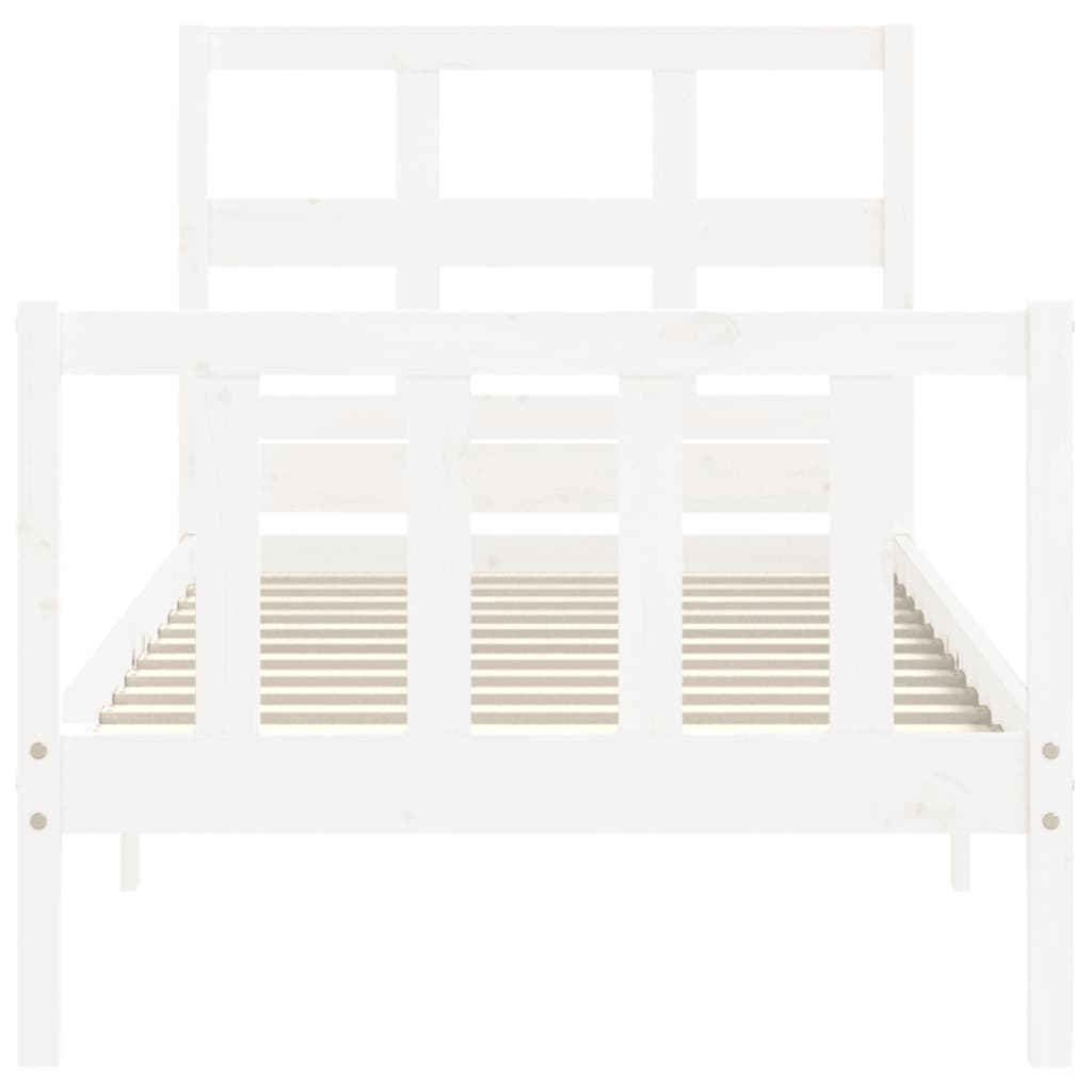 vidaXL Bed Frame without Mattress White Single Solid Wood Pine