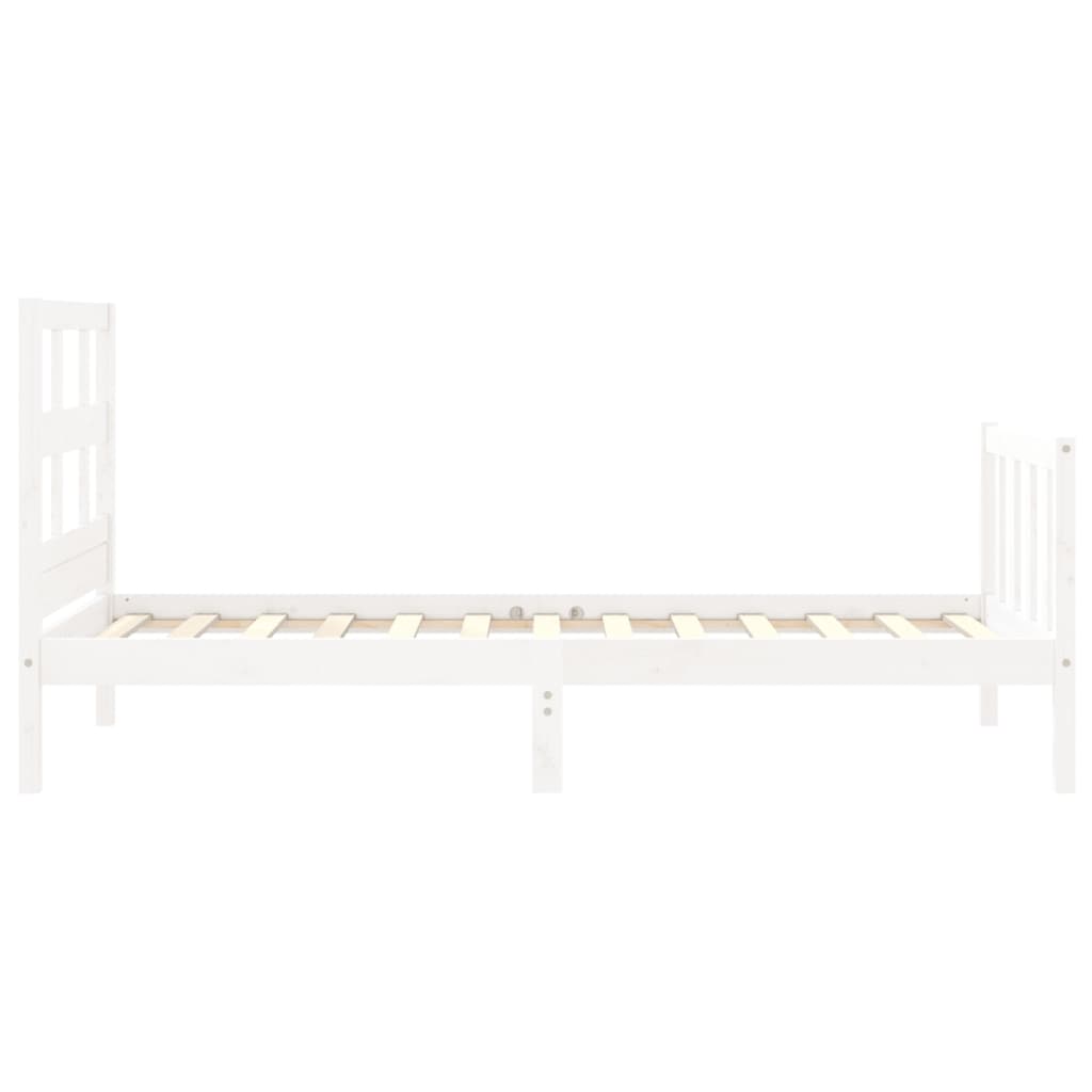 vidaXL Bed Frame without Mattress White Single Solid Wood Pine