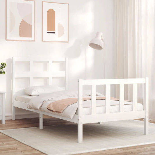 vidaXL Bed Frame without Mattress White Single Solid Wood Pine