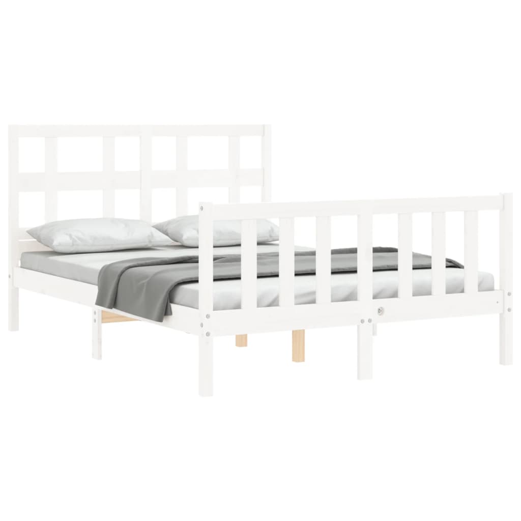 vidaXL Bed Frame without Mattress White Small Double Solid Wood Pine