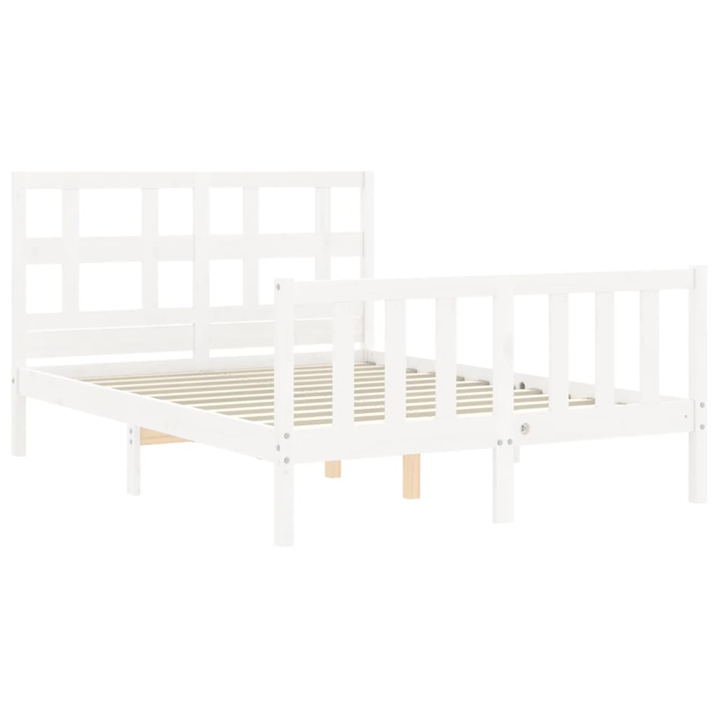 vidaXL Bed Frame without Mattress White Small Double Solid Wood Pine