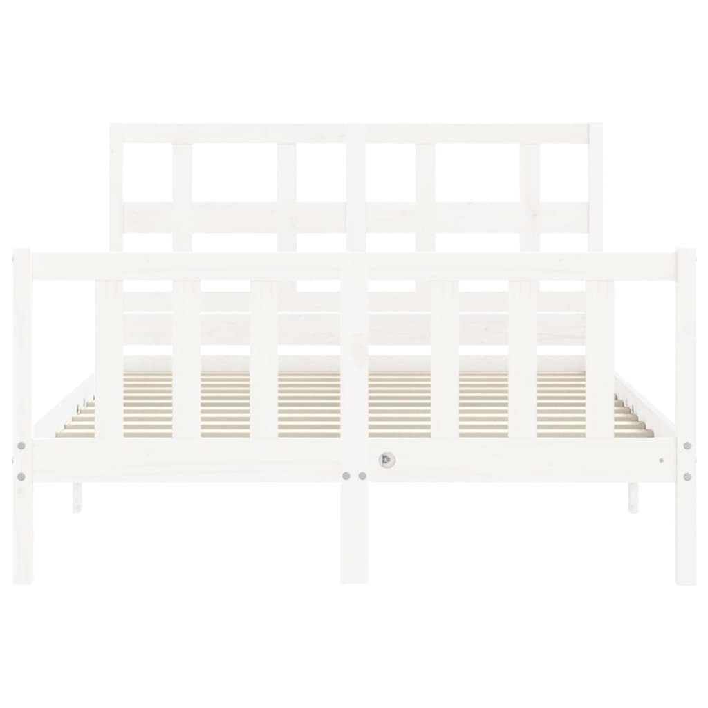 vidaXL Bed Frame without Mattress White Small Double Solid Wood Pine