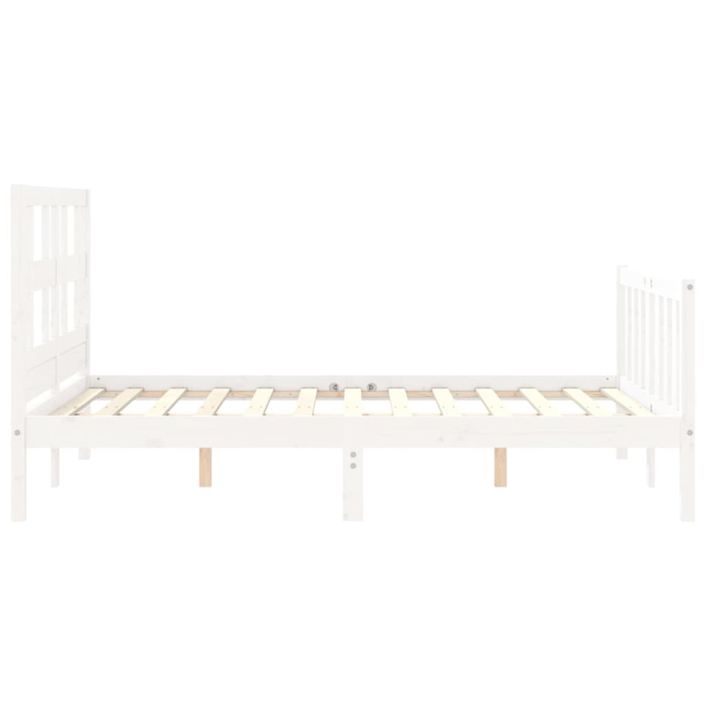 vidaXL Bed Frame without Mattress White Small Double Solid Wood Pine