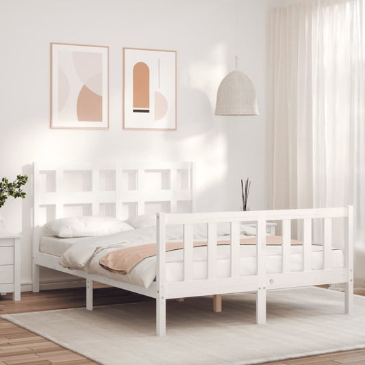 vidaXL Bed Frame without Mattress White Small Double Solid Wood Pine