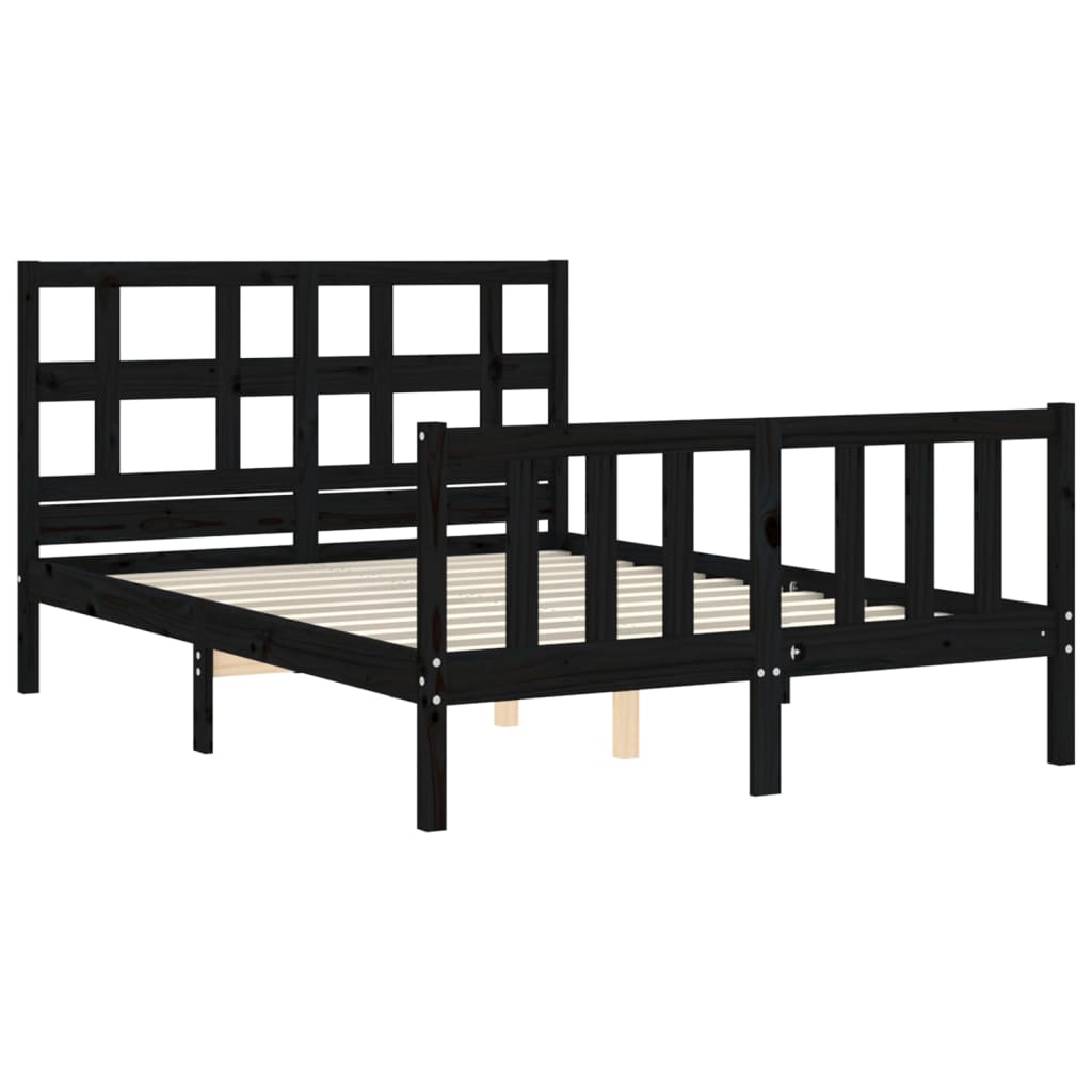 vidaXL Bed Frame without Mattress Black Small Double Solid Wood Pine