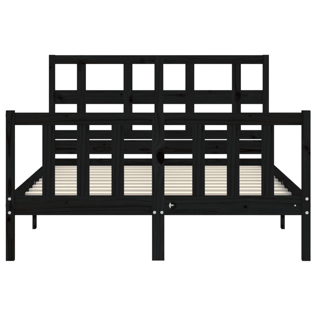 vidaXL Bed Frame without Mattress Black Small Double Solid Wood Pine