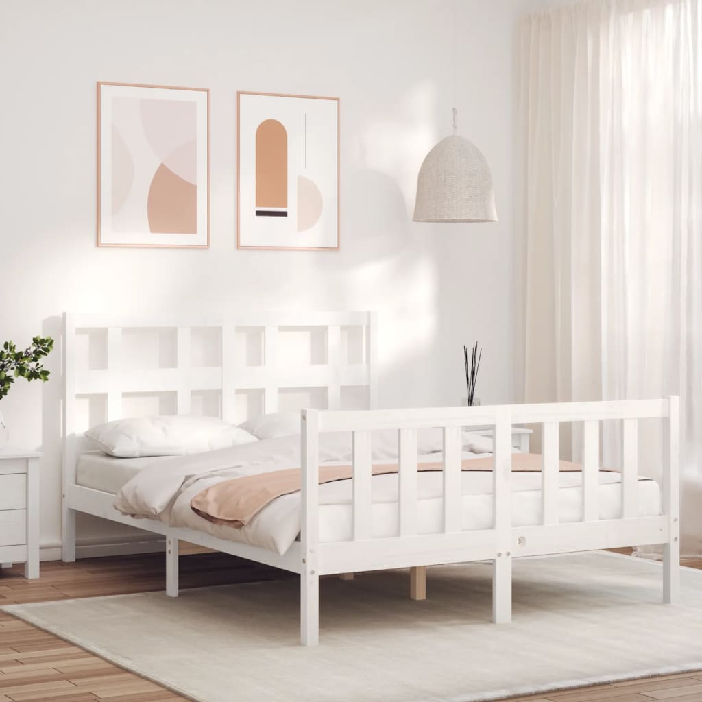 vidaXL Bed Frame without Mattress White 140x190 cm Solid Wood Pine