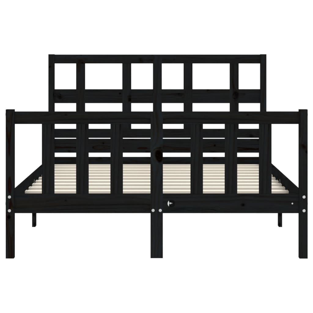 vidaXL Bed Frame without Mattress Black 140x190 cm Solid Wood Pine