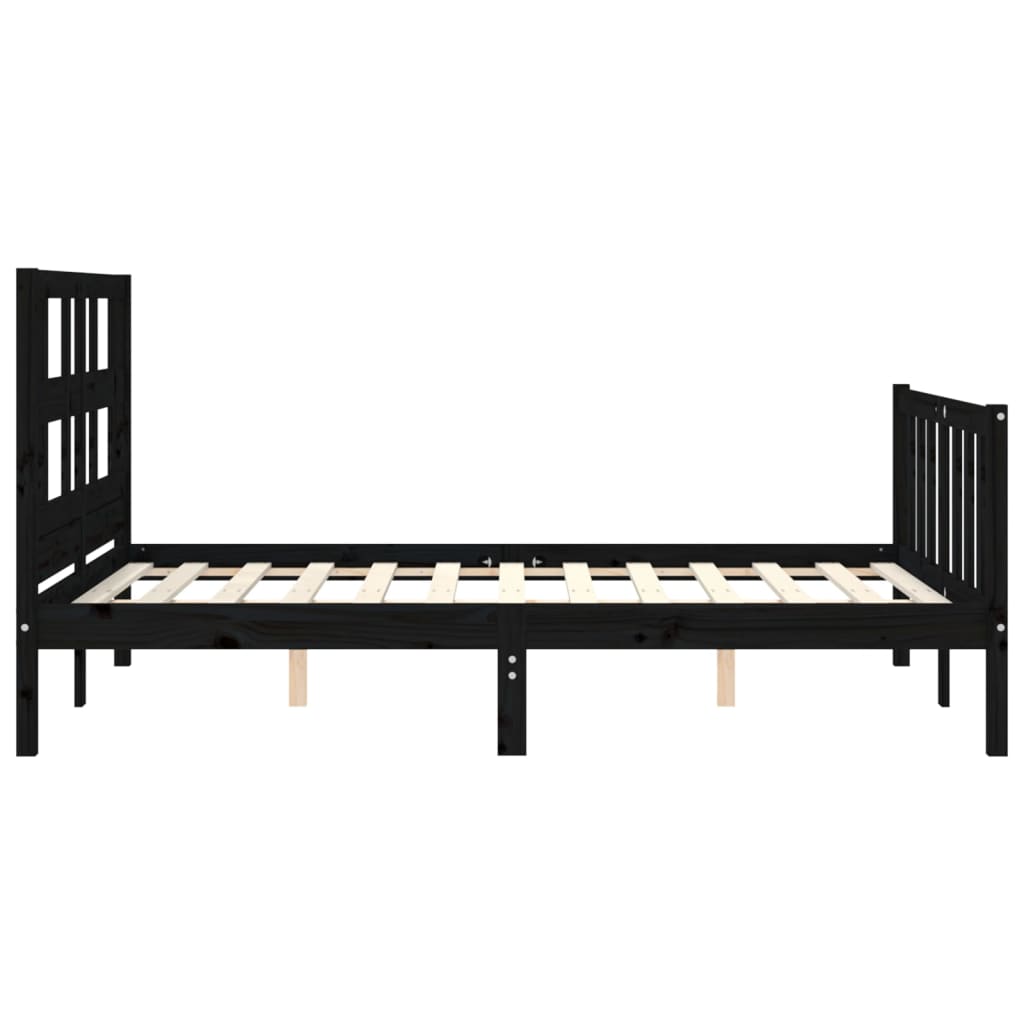 vidaXL Bed Frame without Mattress Black 140x190 cm Solid Wood Pine