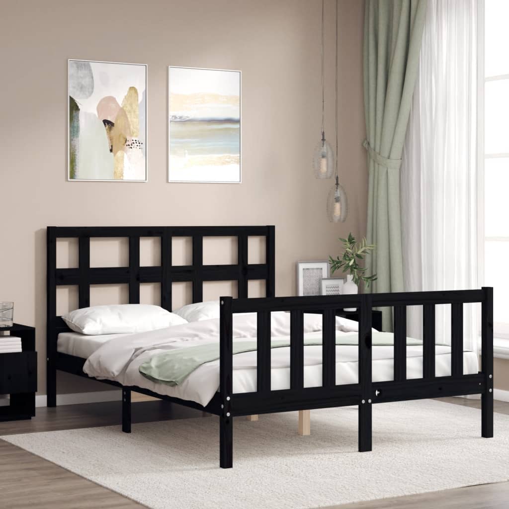 vidaXL Bed Frame without Mattress Black 120x200 cm Solid Wood Pine