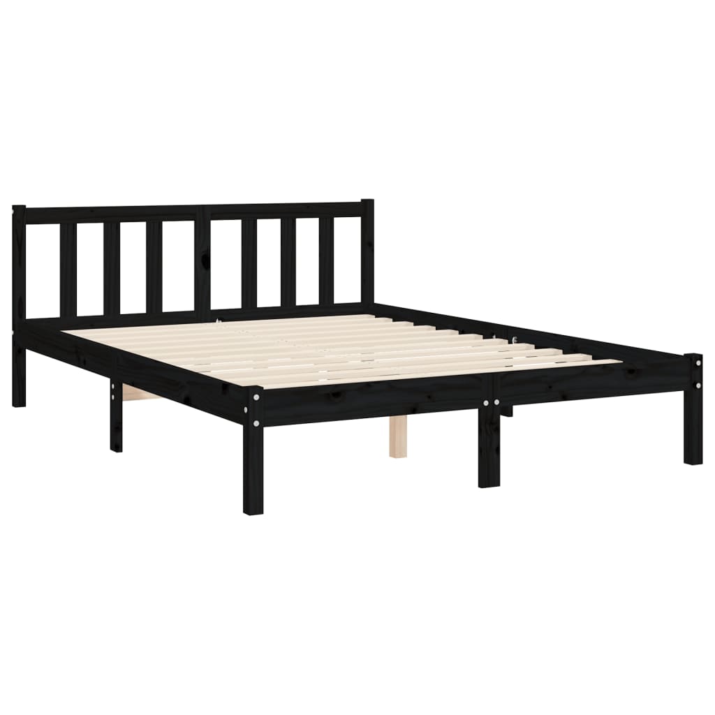 vidaXL Bed Frame without Mattress Black 120x200 cm Solid Wood Pine