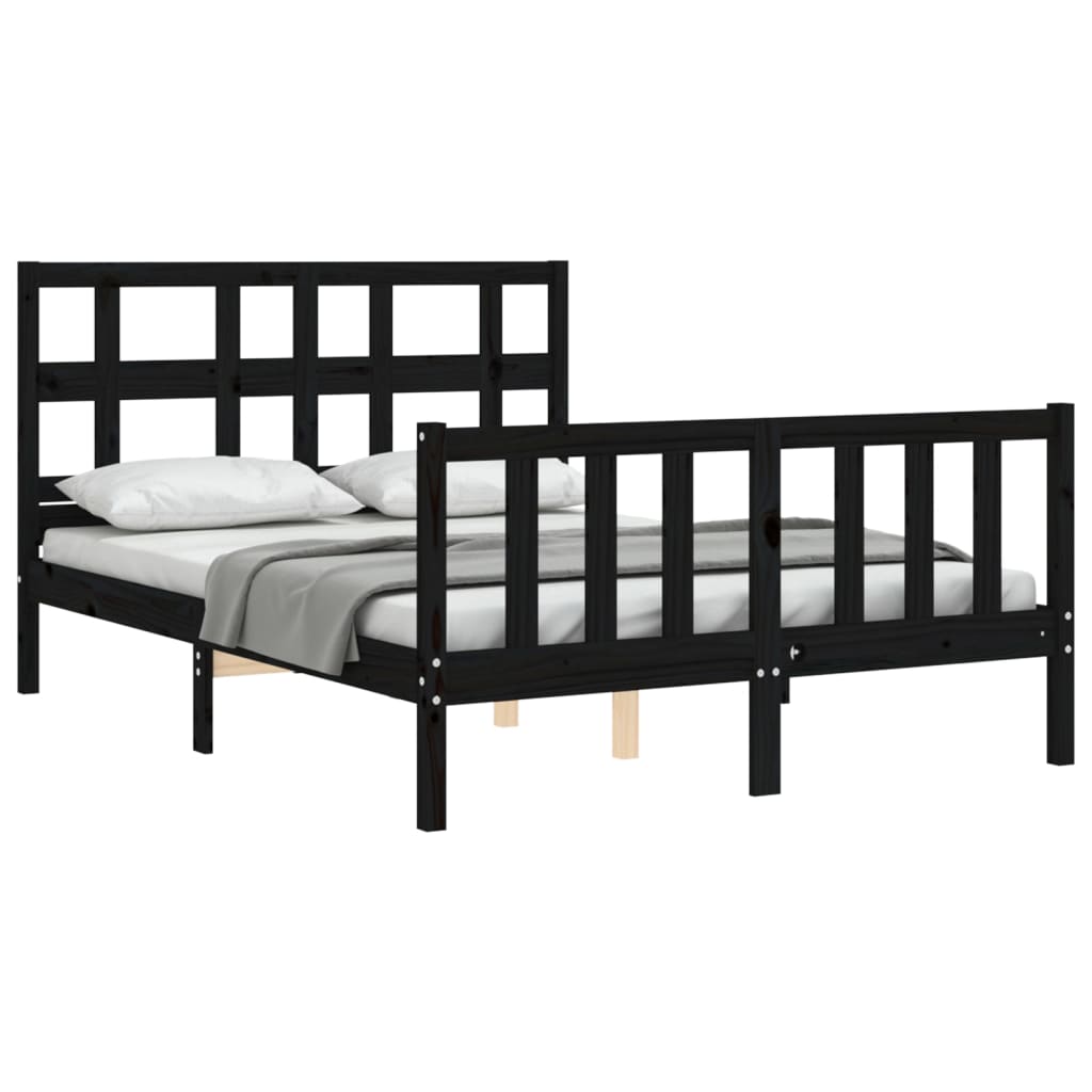 vidaXL Bed Frame without Mattress Black 140x200 cm Solid Wood Pine