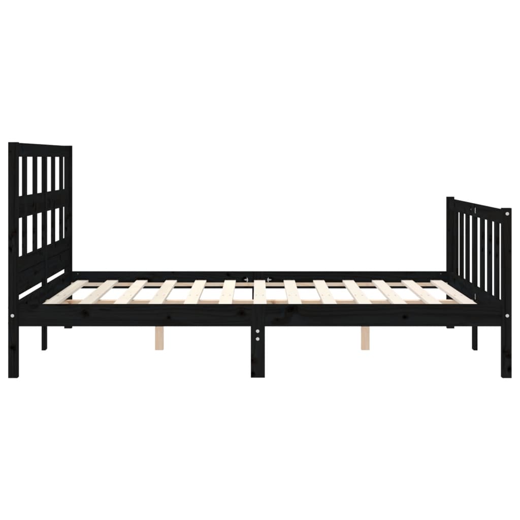 vidaXL Bed Frame without Mattress Black King Size Solid Wood Pine