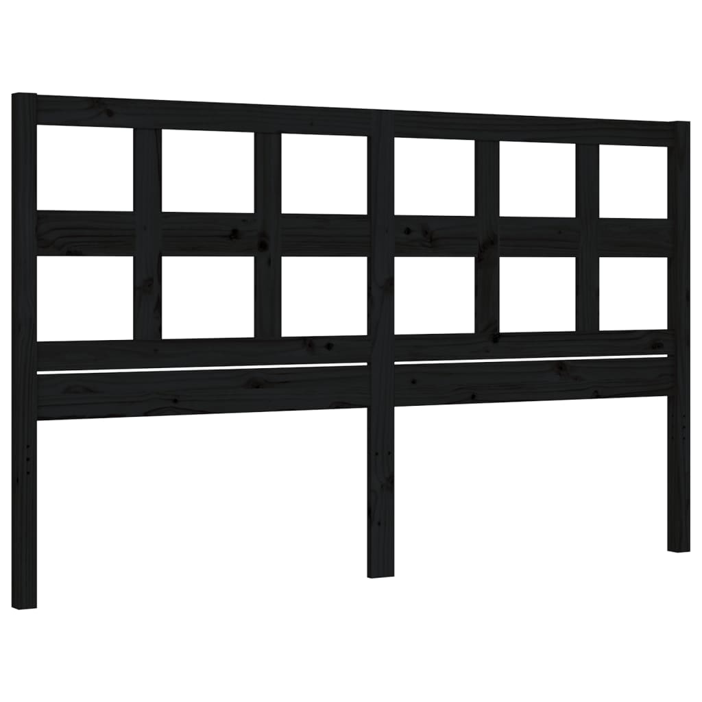 vidaXL Bed Frame without Mattress Black King Size Solid Wood Pine