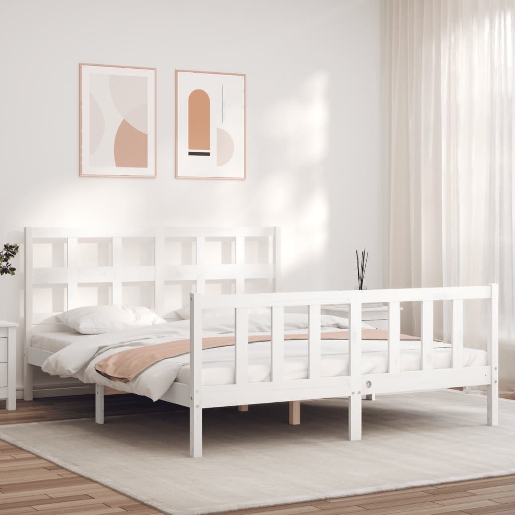 vidaXL Bed Frame without Mattress White 160x200 cm Solid Wood Pine