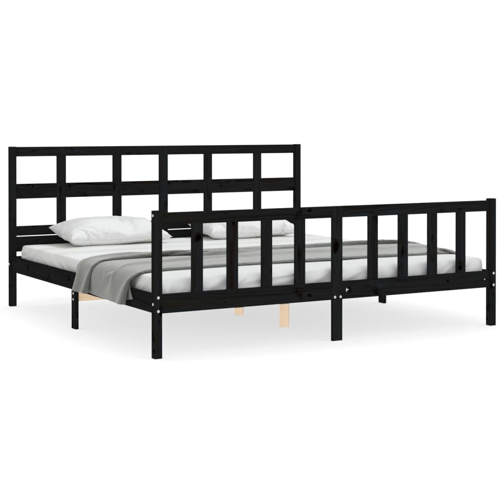 vidaXL Bed Frame without Mattress Black 200x200 cm Solid Wood Pine