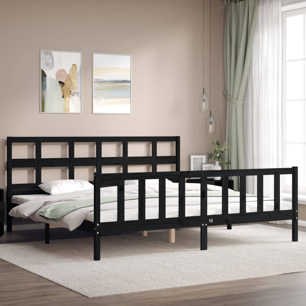 vidaXL Bed Frame without Mattress Black 200x200 cm Solid Wood Pine