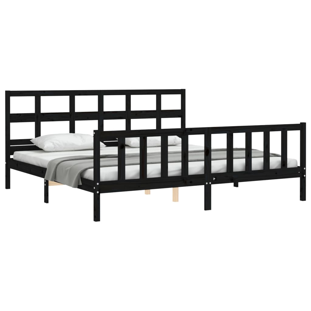 vidaXL Bed Frame without Mattress Black 200x200 cm Solid Wood Pine