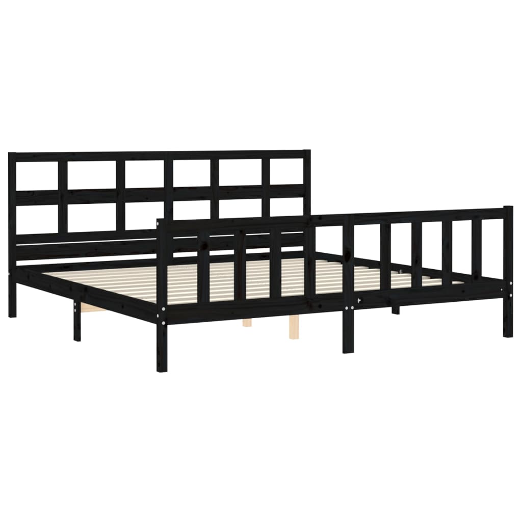 vidaXL Bed Frame without Mattress Black 200x200 cm Solid Wood Pine