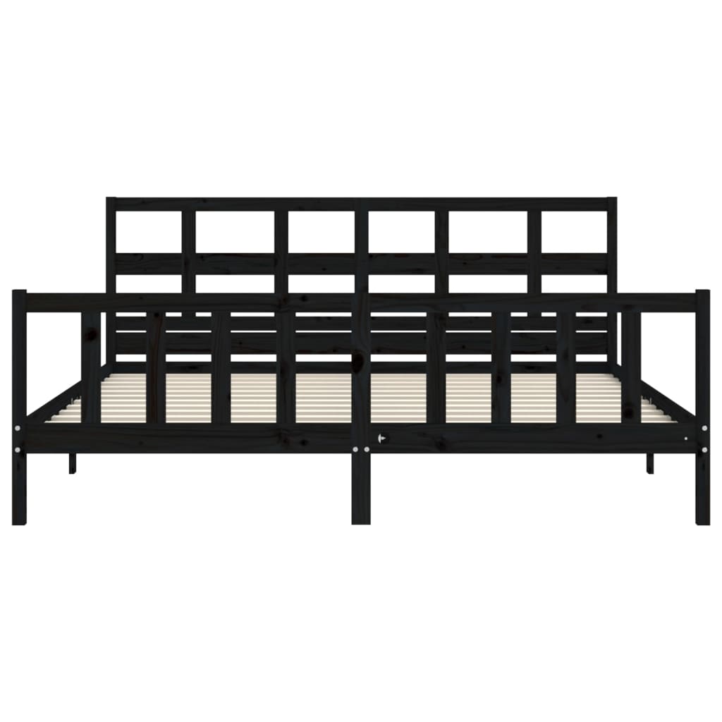 vidaXL Bed Frame without Mattress Black 200x200 cm Solid Wood Pine