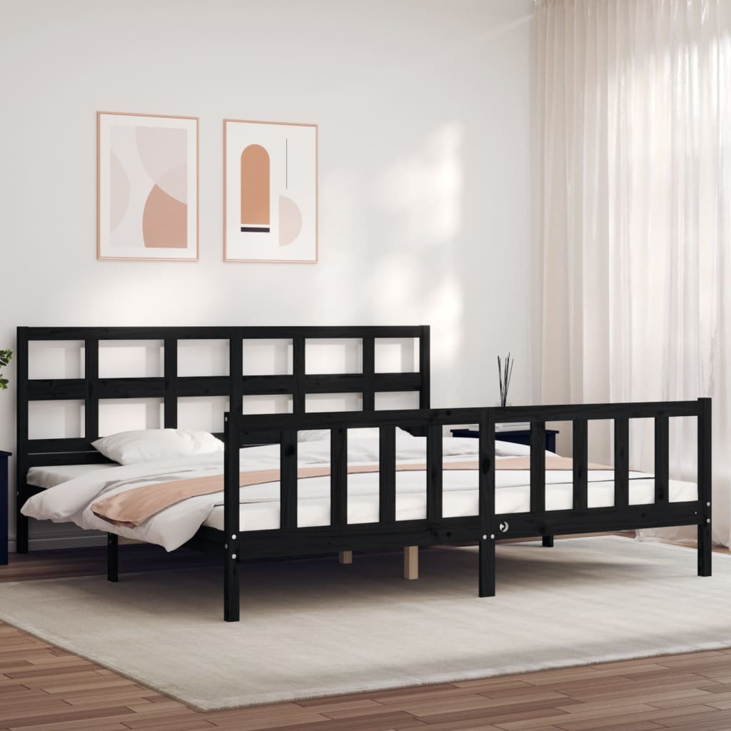 vidaXL Bed Frame without Mattress Black 200x200 cm Solid Wood Pine