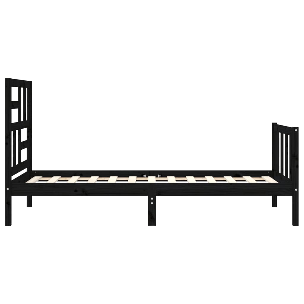 vidaXL Bed Frame without Mattress Black Small Single Solid Wood Pine