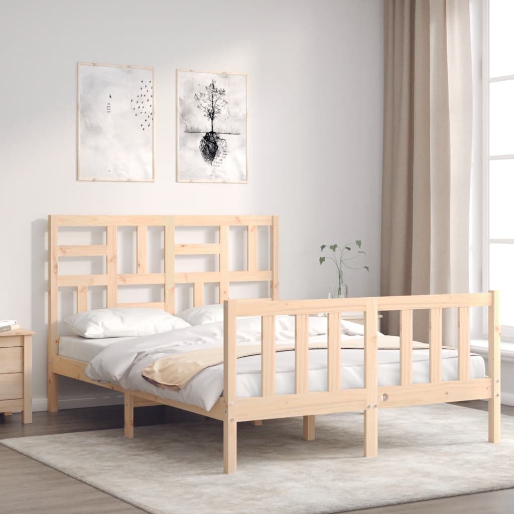 vidaXL Bed Frame without Mattress Small Double Solid Wood Pine