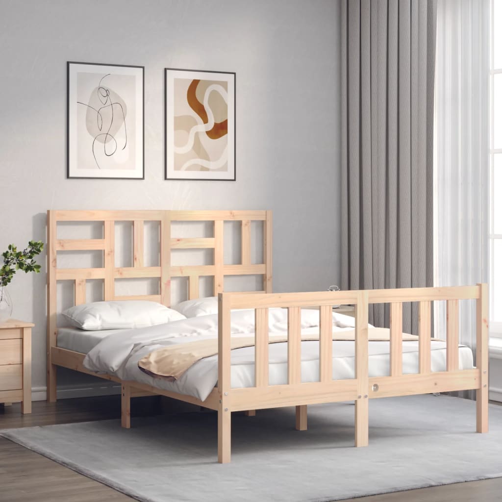 vidaXL Bed Frame without Mattress Small Double Solid Wood Pine