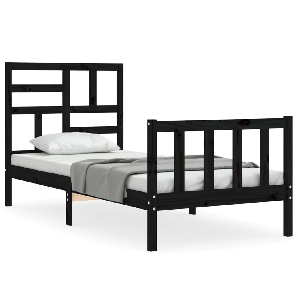 vidaXL Bed Frame without Mattress Black 90x200 cm Solid Wood Pine