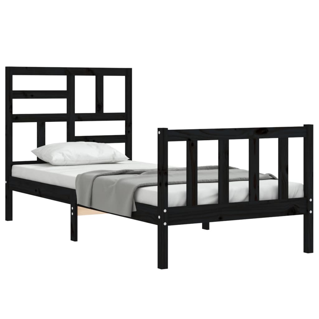 vidaXL Bed Frame without Mattress Black 90x200 cm Solid Wood Pine