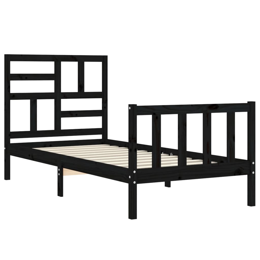 vidaXL Bed Frame without Mattress Black 90x200 cm Solid Wood Pine