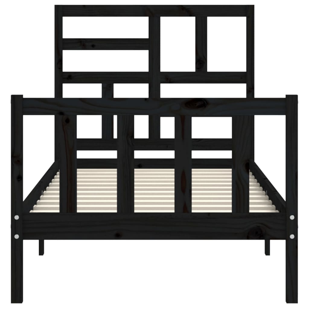 vidaXL Bed Frame without Mattress Black 90x200 cm Solid Wood Pine