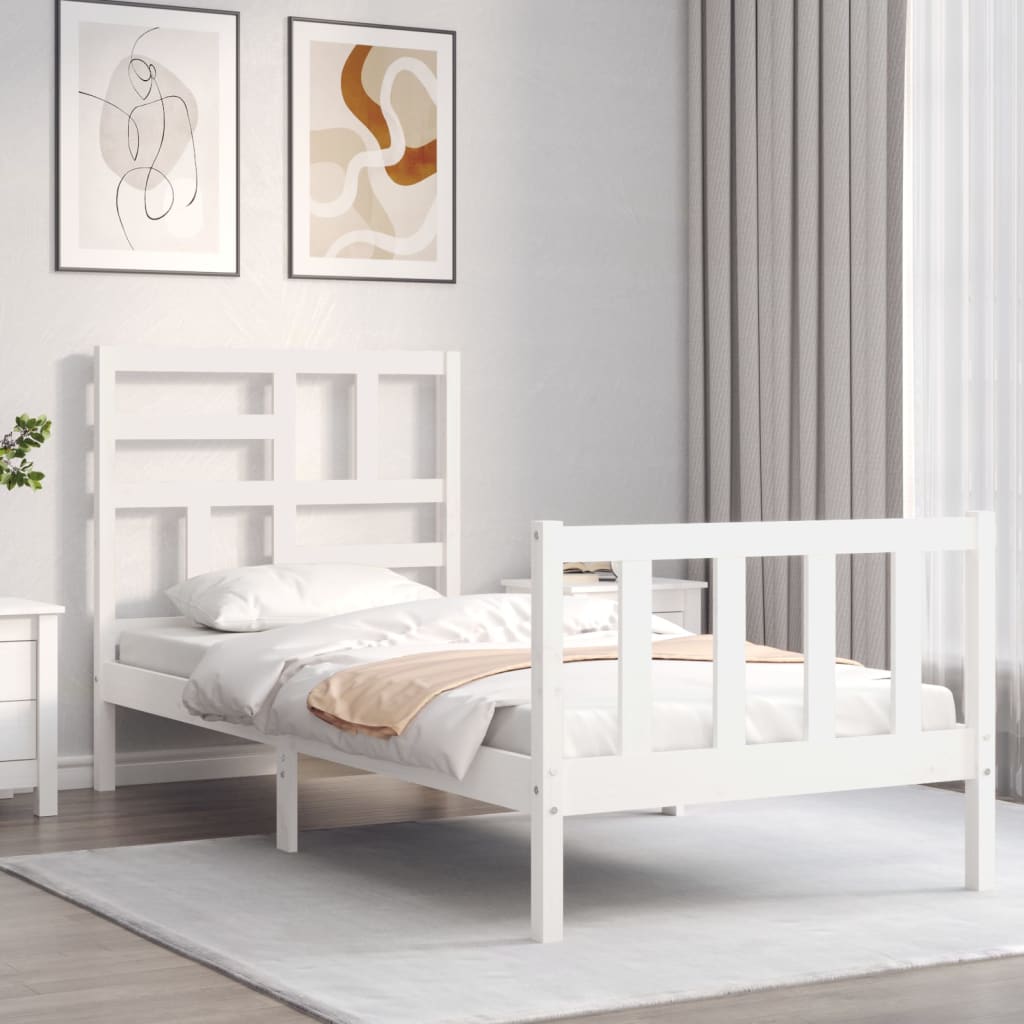 vidaXL Bed Frame without Mattress White 100x200 cm Solid Wood Pine