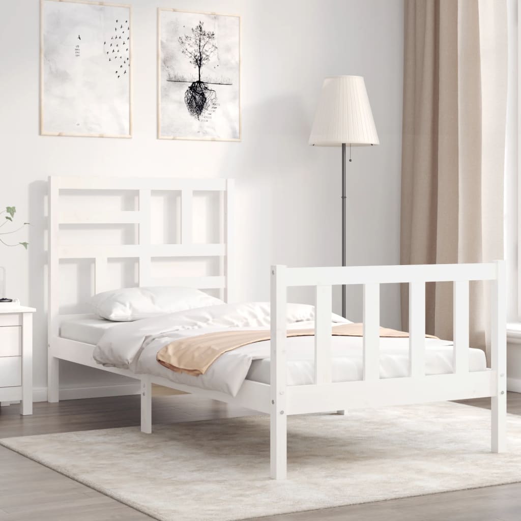 vidaXL Bed Frame without Mattress White 100x200 cm Solid Wood Pine