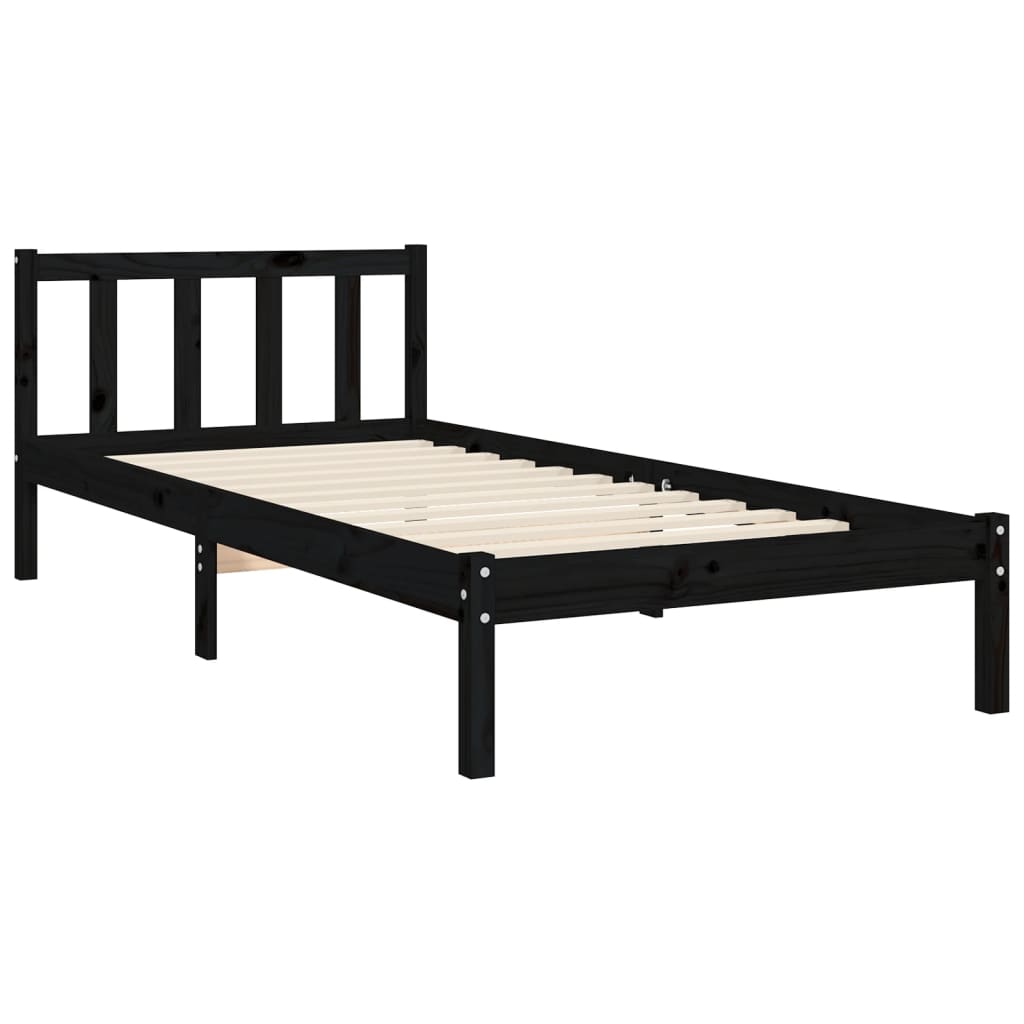 vidaXL Bed Frame without Mattress Black 100x200 cm Solid Wood Pine