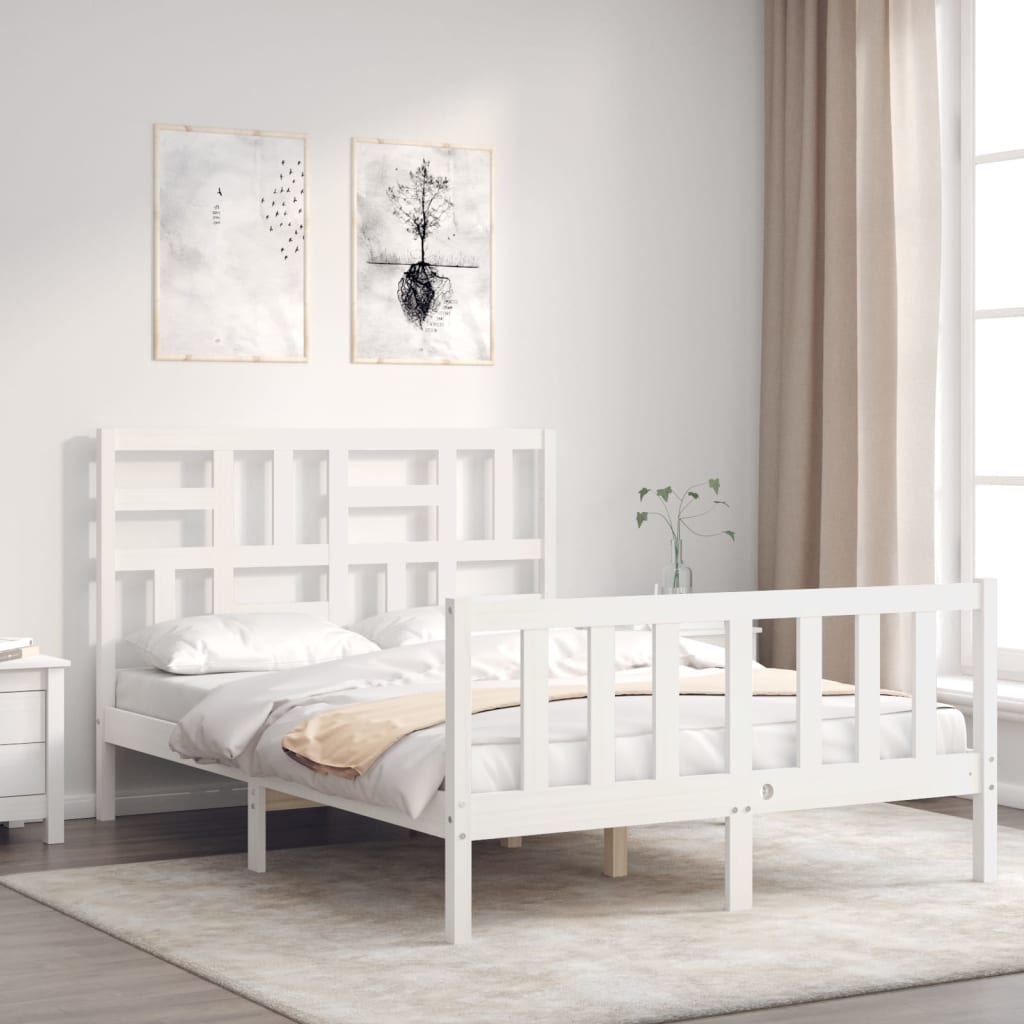 vidaXL Bed Frame without Mattress White 120x200 cm Solid Wood Pine